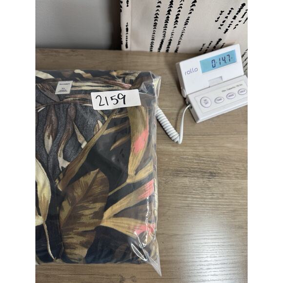 Old Navy Tropical Palm Leaf Maxi Dress XL Black Brown Waist Defined Tropical - Picture 15 of 15